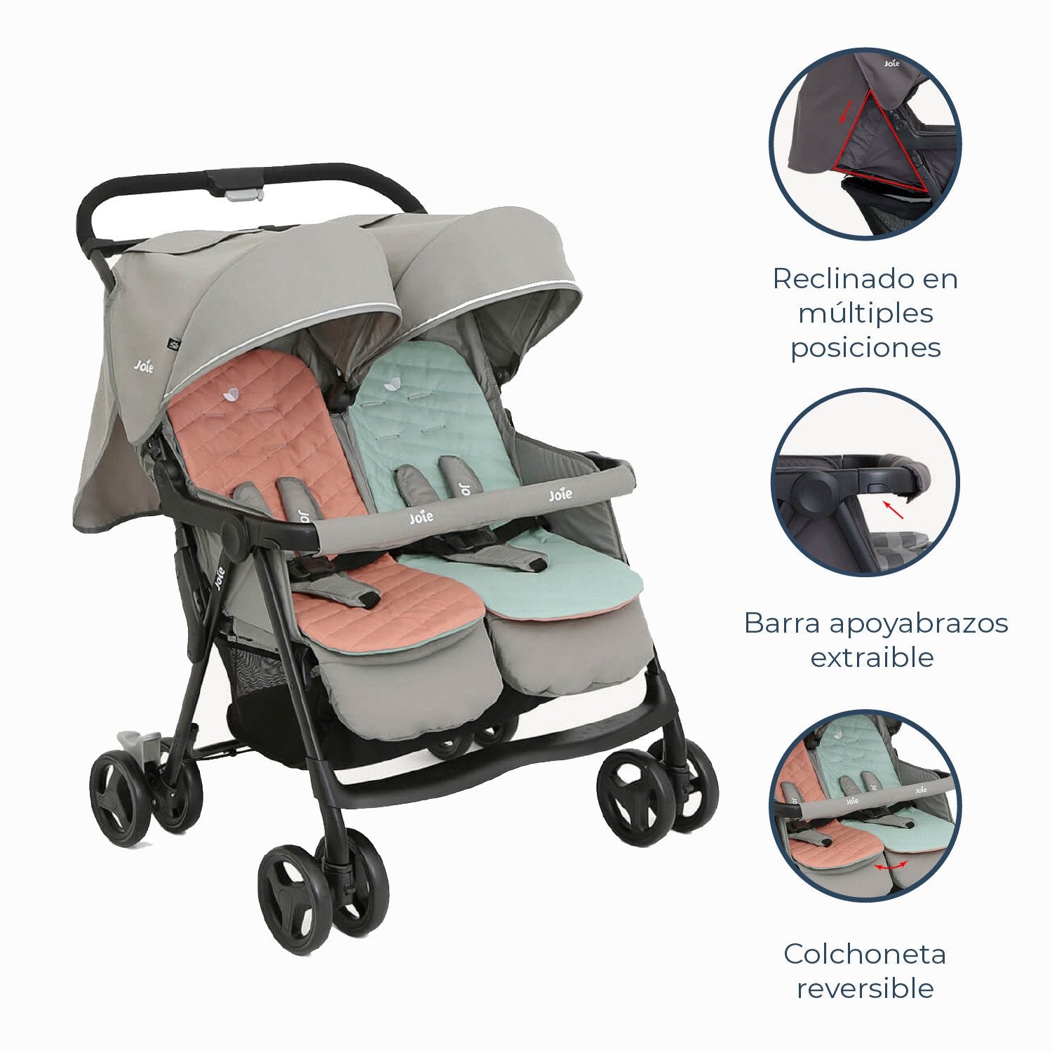 Coche Paseo Doble Aire Twin Nectar & Mineral Joie