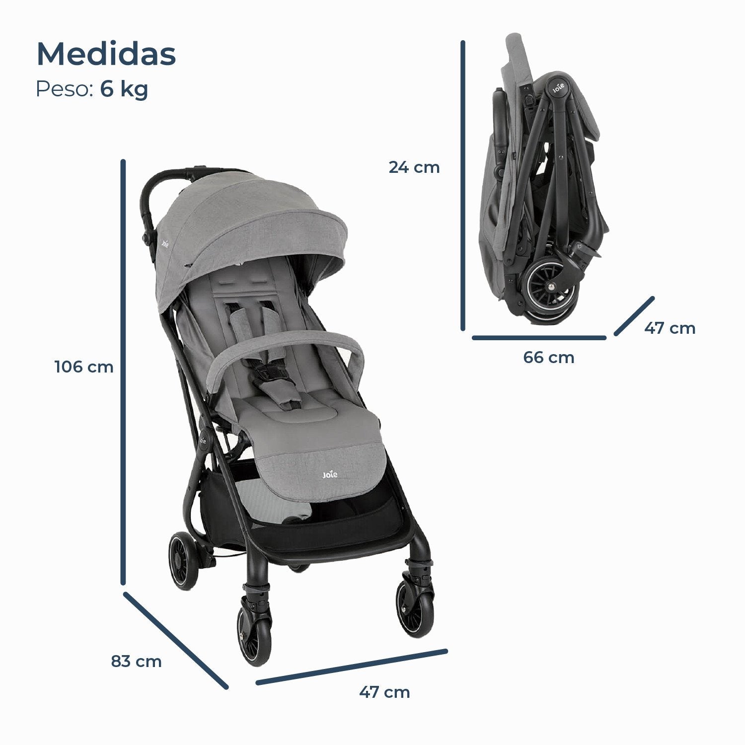 Coche Paseo Compacto 3 En 1 Tourist Pebble Joie