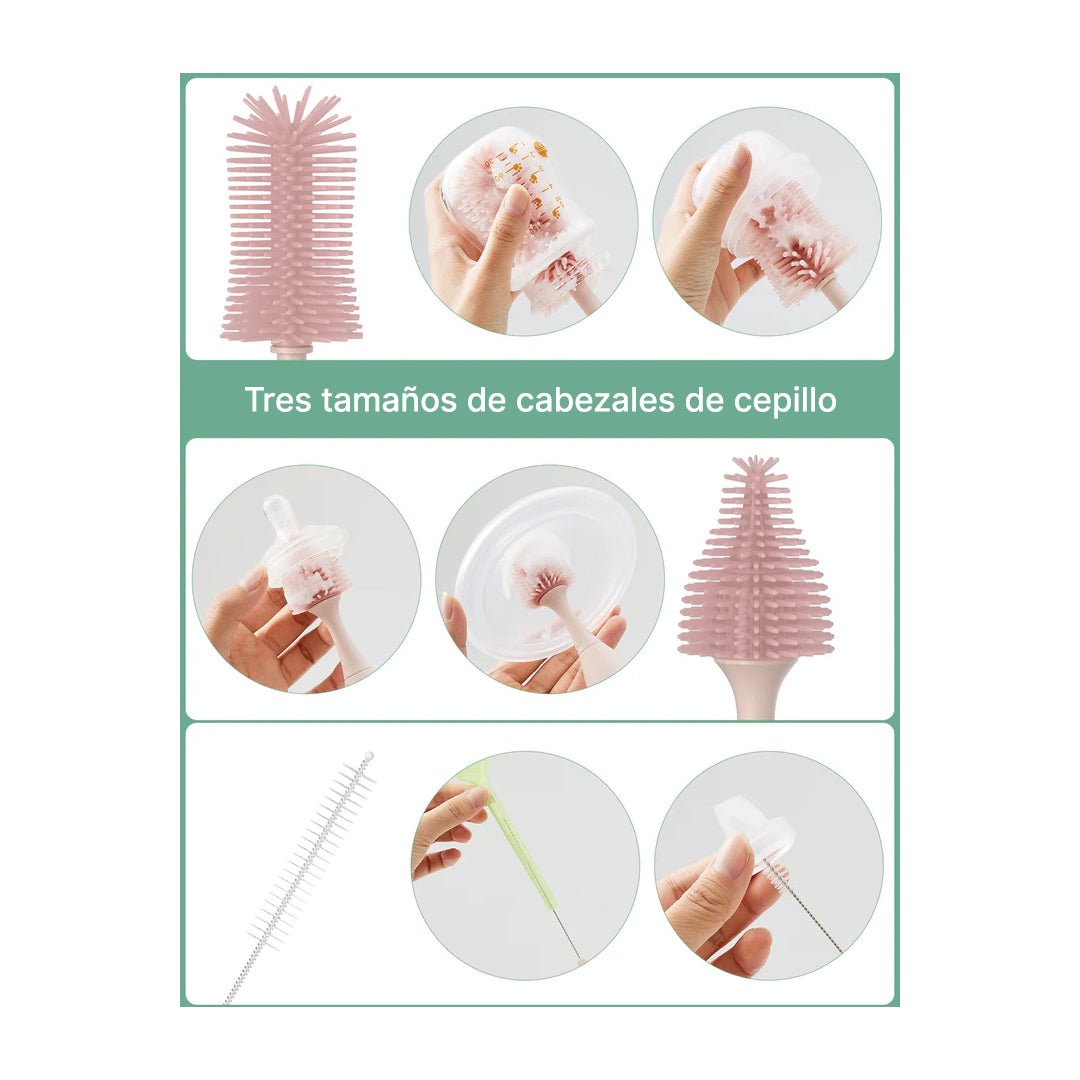 Kit de Cepillos para Mamaderas Rosado