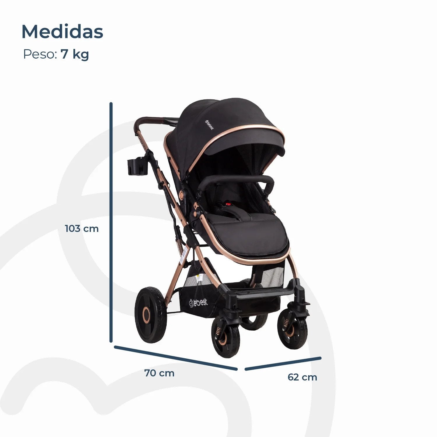 Coche Cuna Paseo Vox Gold Negro