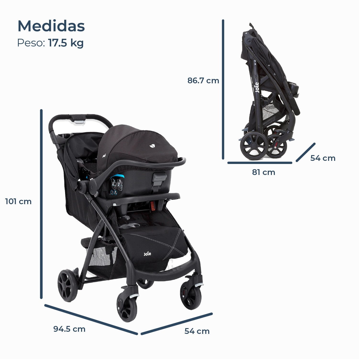 Coche Travel System Muzle Lx Universal Black
