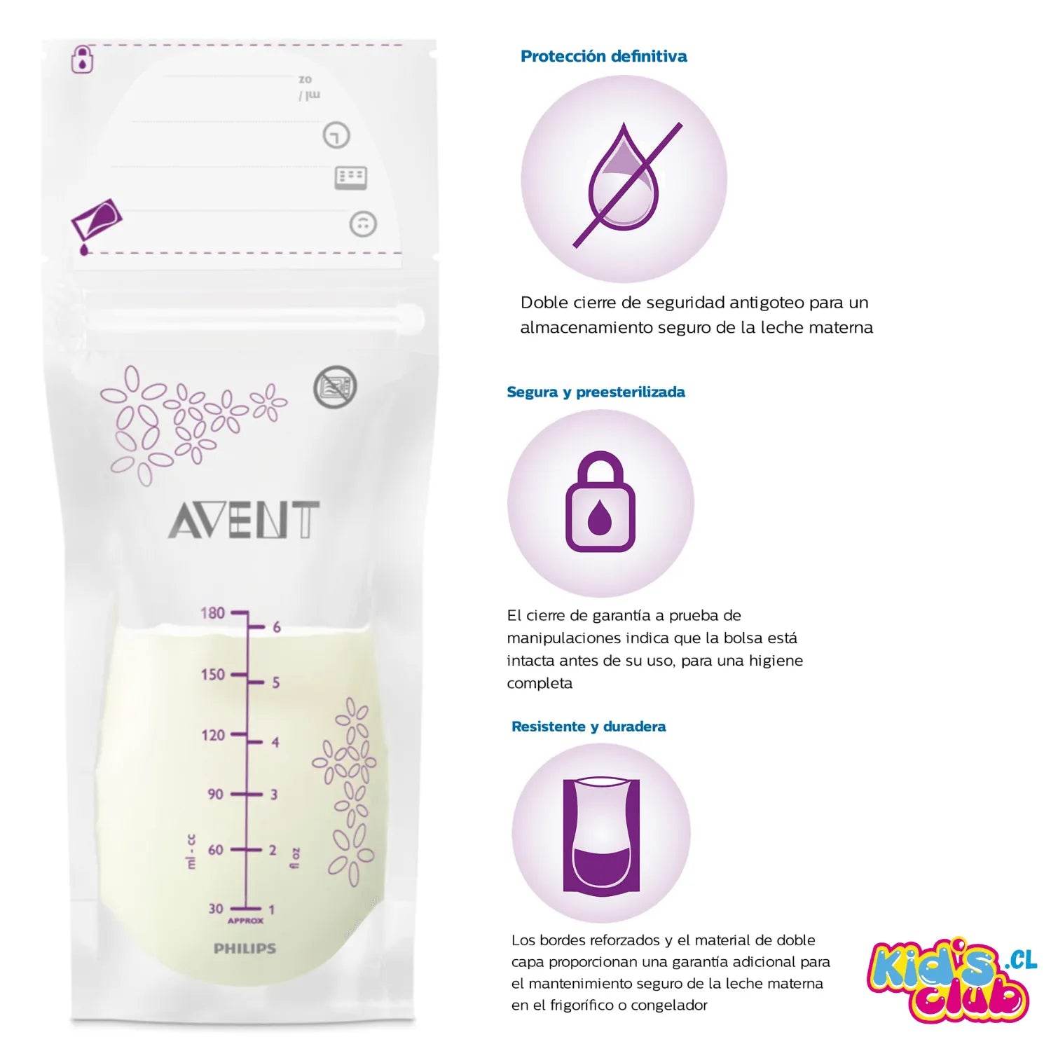 Bolsas para leche materna, 25 unidades