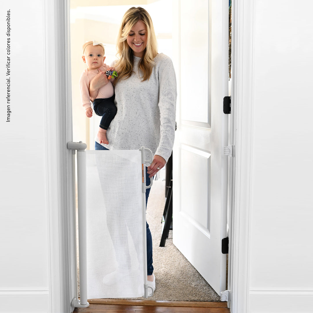 Puerta retráctil de seguridad para bebés Blanco