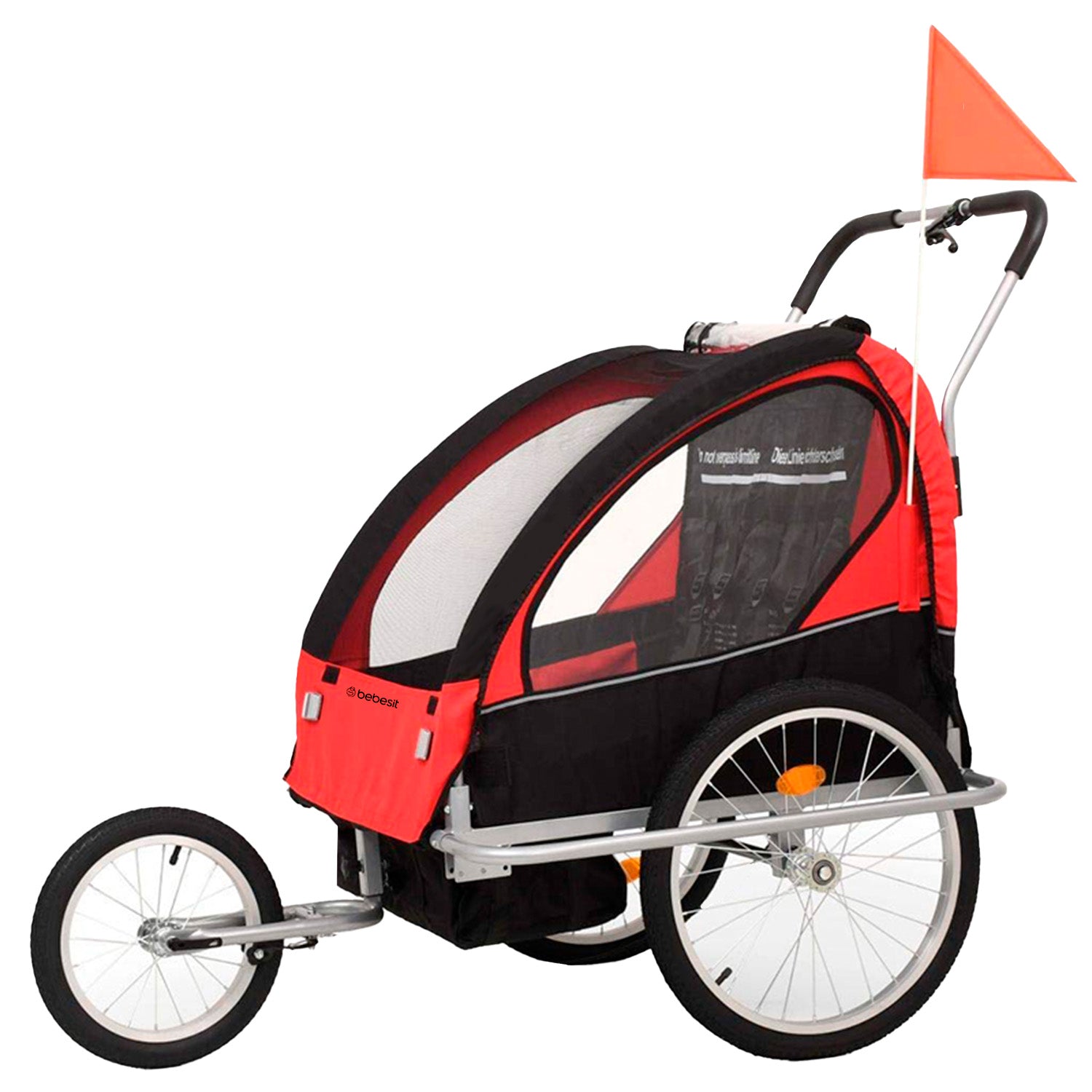 Carro Arrastre Trailer Para Bicicletas 2 Niños Beride Rojo