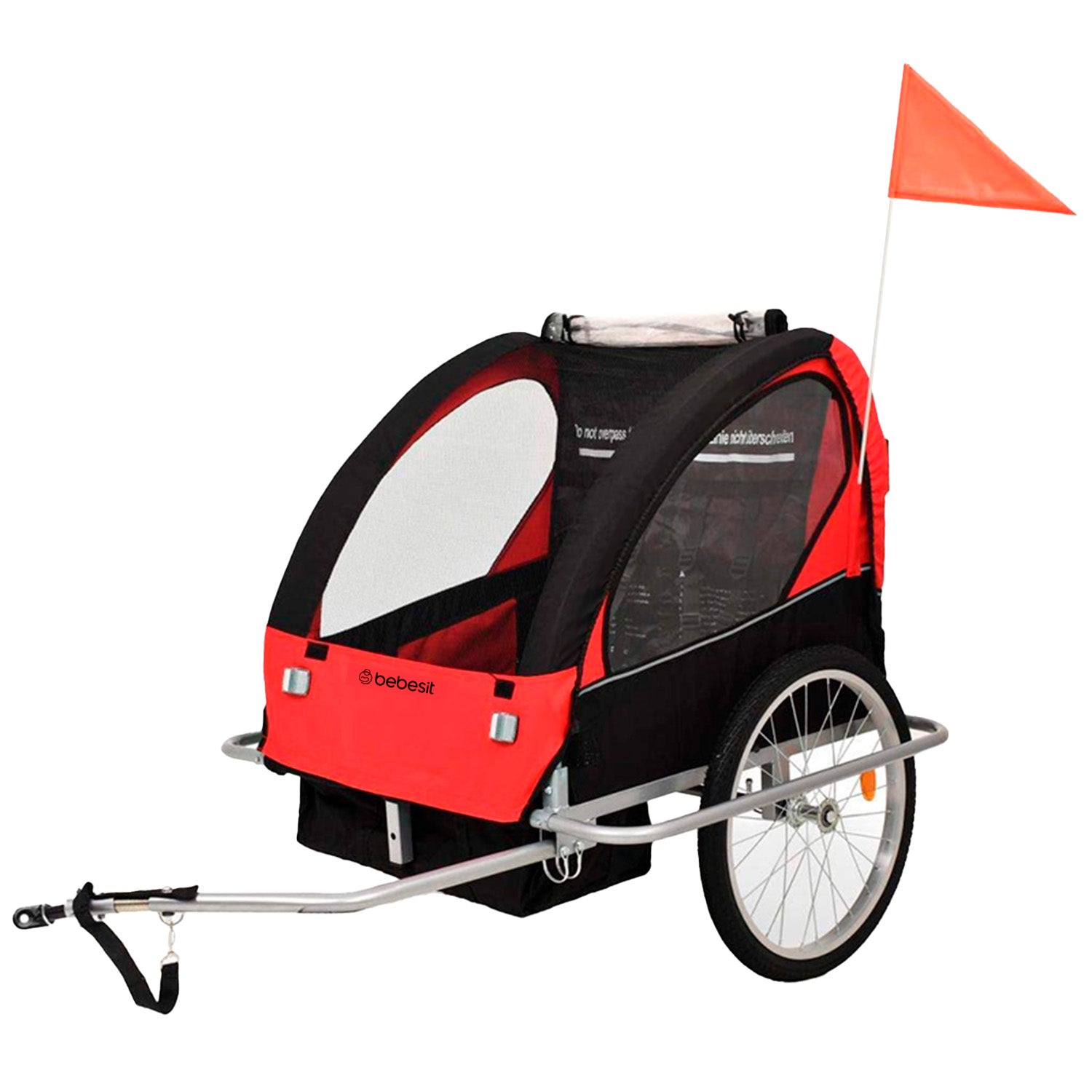Carro Arrastre Trailer Para Bicicletas 2 Niños Beride Rojo
