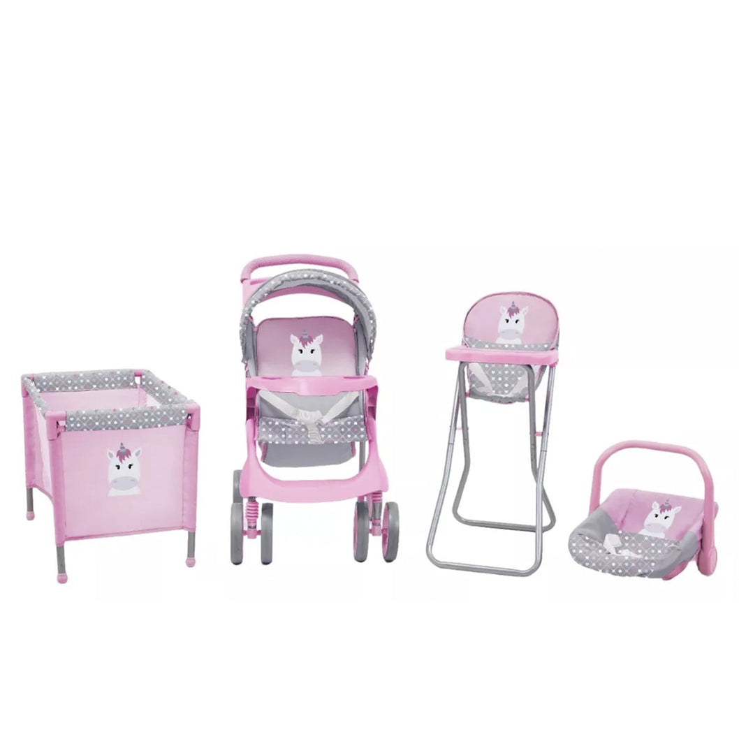 Juguete Muñeca Coche travel con cuna flores