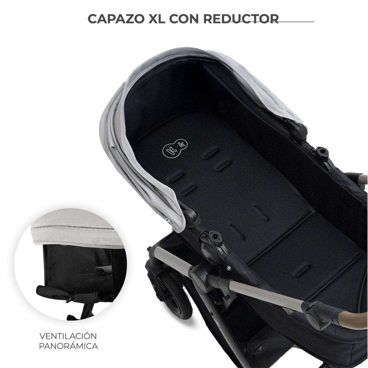 Coche Travel System Moov 2 XL 3 en 1 Grey + Silla Mink