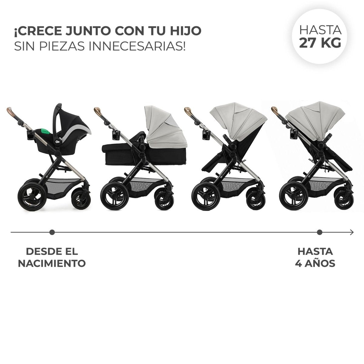 Coche Travel System Moov 2 XL 3 en 1 Black + Silla Mink