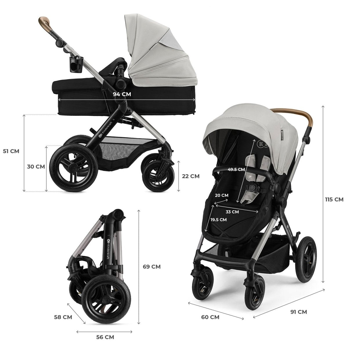Coche Travel System Moov 2 XL 3 en 1 Black + Silla Mink