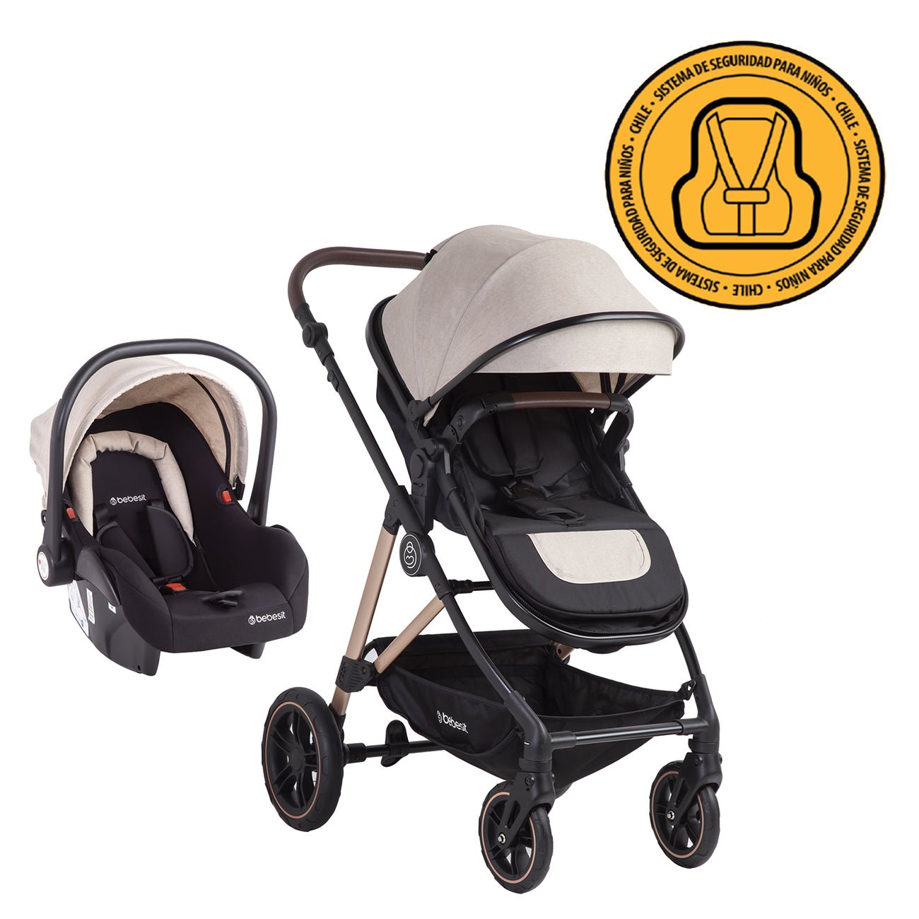 Coche Cuna Travel System Neo Beige