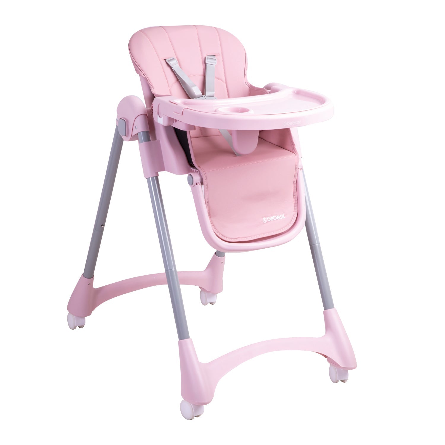 Silla De Comer Bebe Reclinable Plegable Easy Eat Rosada